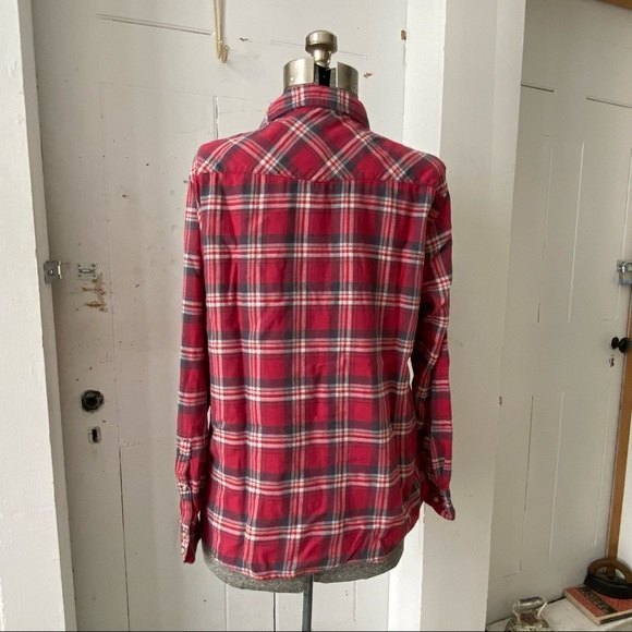 Jachs Girlfriend Bea Western Snap Front Roll Tab Sleeve Flannel Shacket Shirt XL - Picture 2 of 10